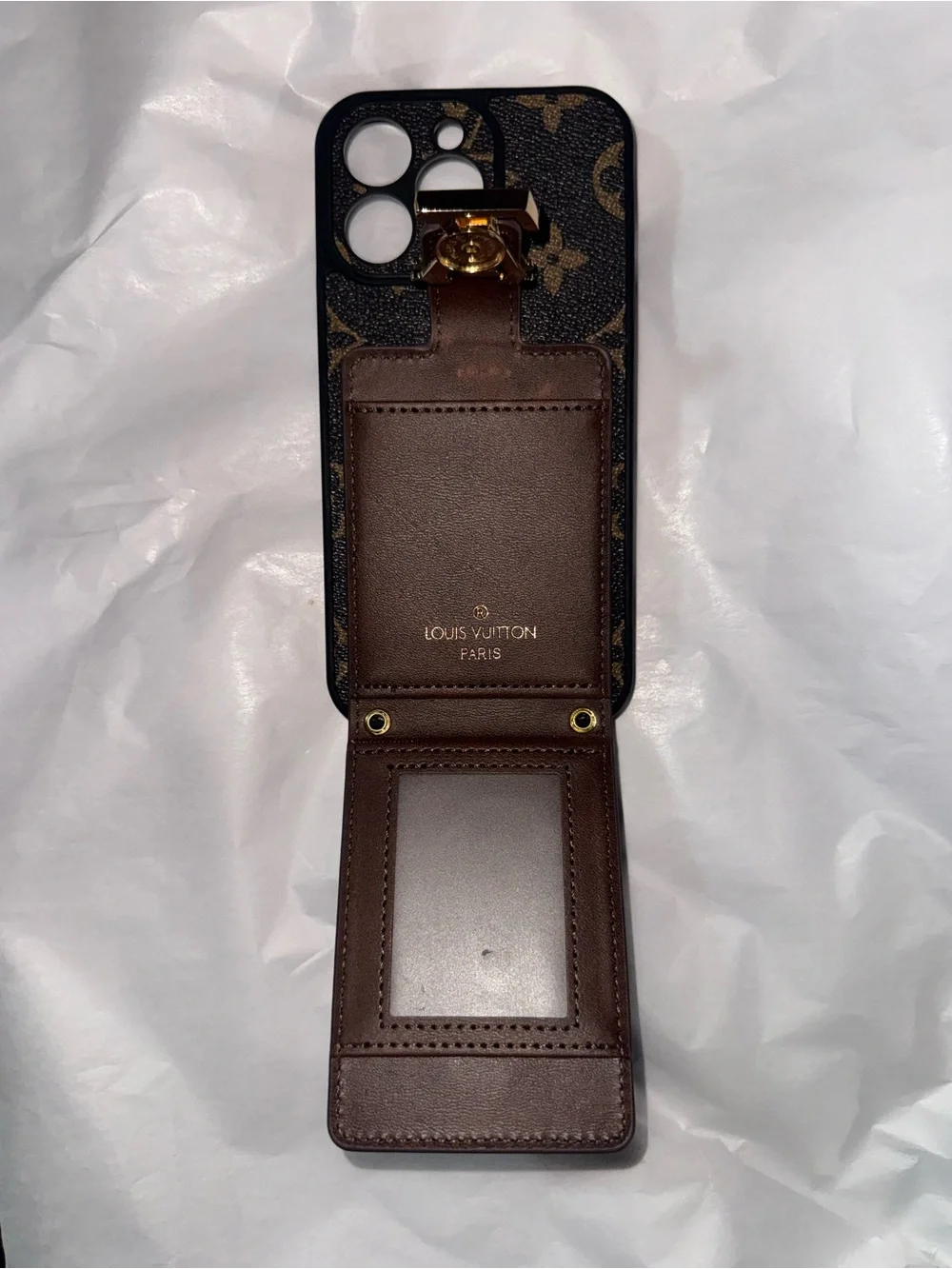 New Luxury Brown Monogram iPhone 15 ProMax Case with Card Pocket